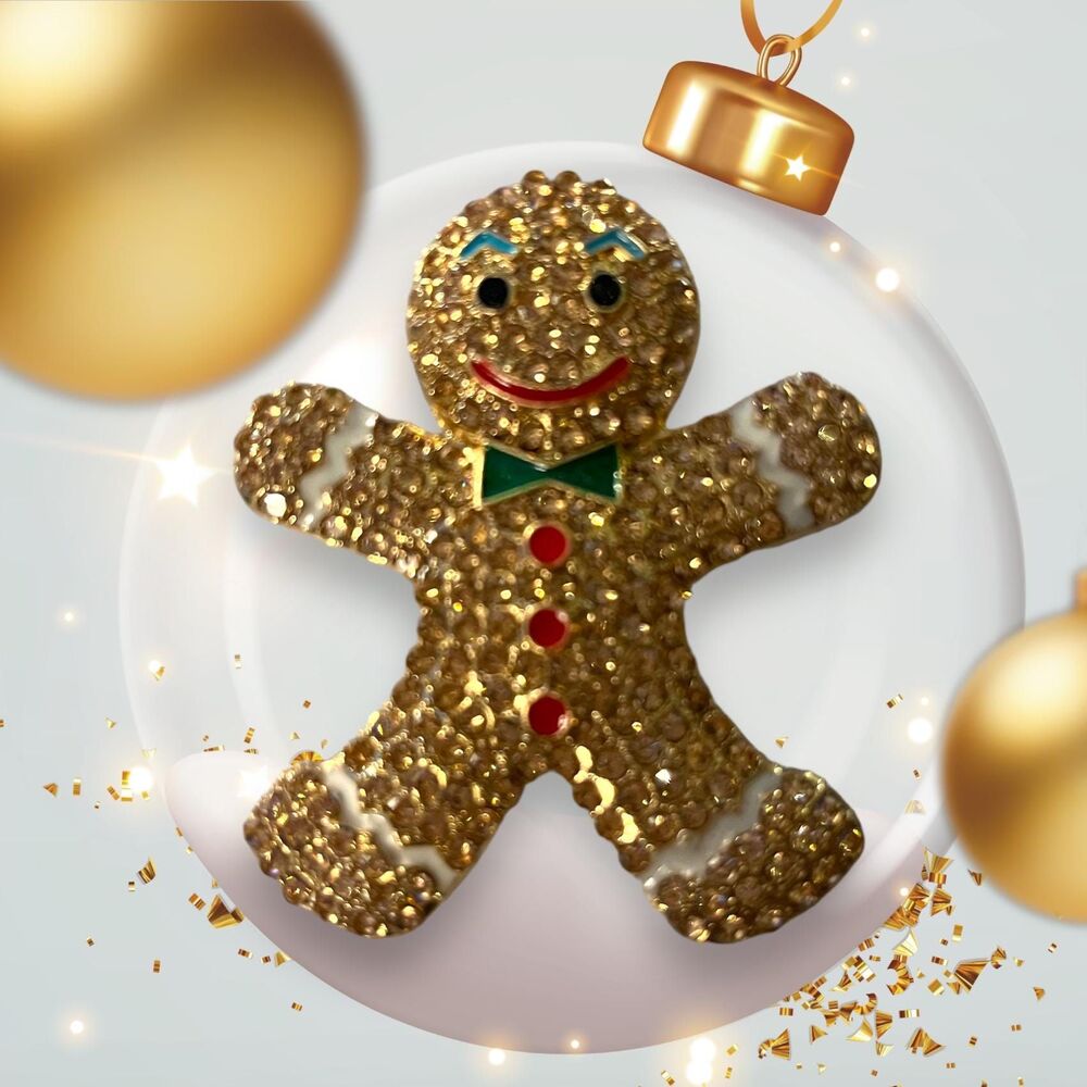 Gingerbread Man Brooch Necklace Pendant - Winter Fashion Statement Piece - Picture 5 of 7